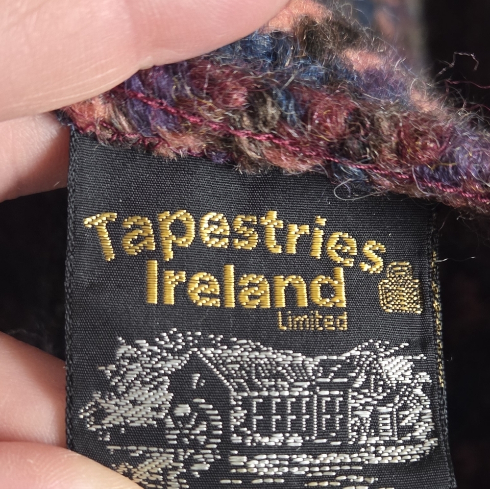 Vintage Tapestries Ireland By Helena Ruuth Hand Crafted Knit Shawl Sweater Wool‎ - Picture 4 of 6